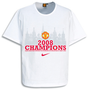 맨유 UCL 챔피언스 오브 유럽 2008/ 화이트/ 유럽나이키/당일발송/ Manchester United Nike Champions Of Europe 2008 T-Shirt